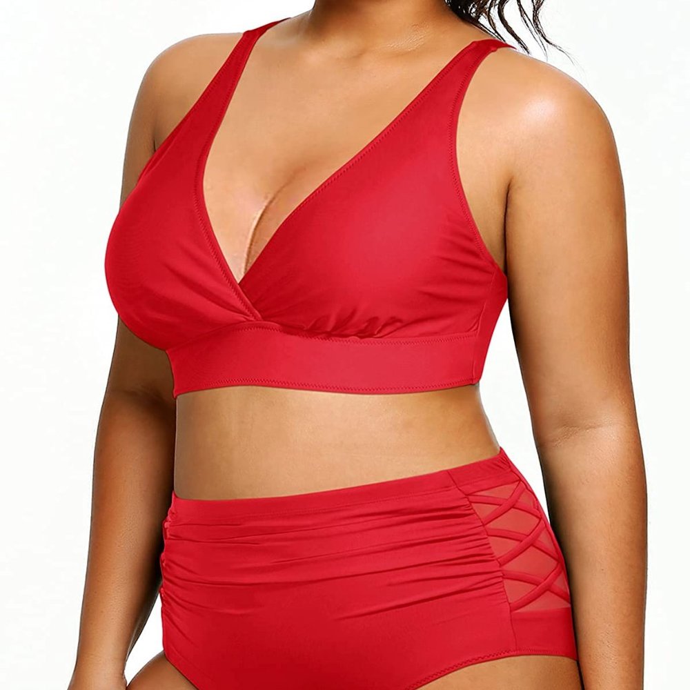 Yonique Bikini Swimsuits High Waisted Swimwear Tummy Control Large
